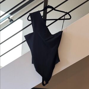 Stylish Black Asymmetrical Bodysuit